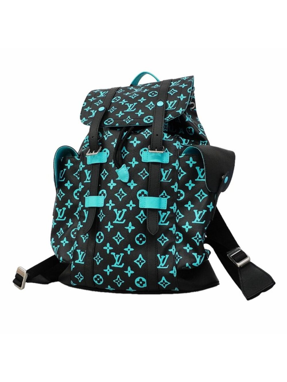 Louis Vuitton Backpack Monogram Playground Christopher MM Black Neon Blue